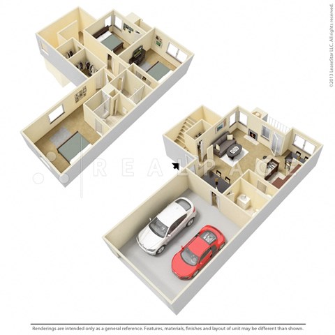 Floor plan for 3 beds, 2.5 baths, 1567 sqft